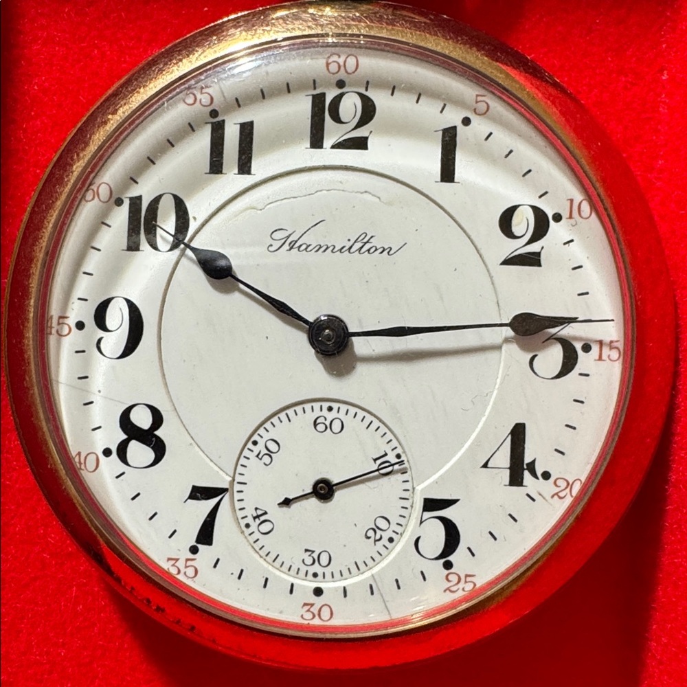 Hamilton Grade 974 17J 16S 1913 Gold Tone Pocket Watch